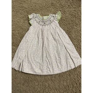 Smocked Floral Little Girl Dress: Petit Ami 12m